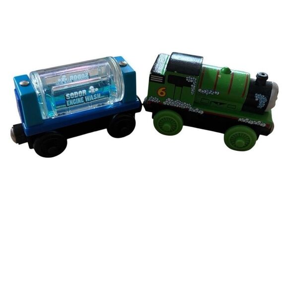 Thomas & Friends Wooden Railroad Sudsy Percy & Engine Wash Tanker - Picture 1 of 6